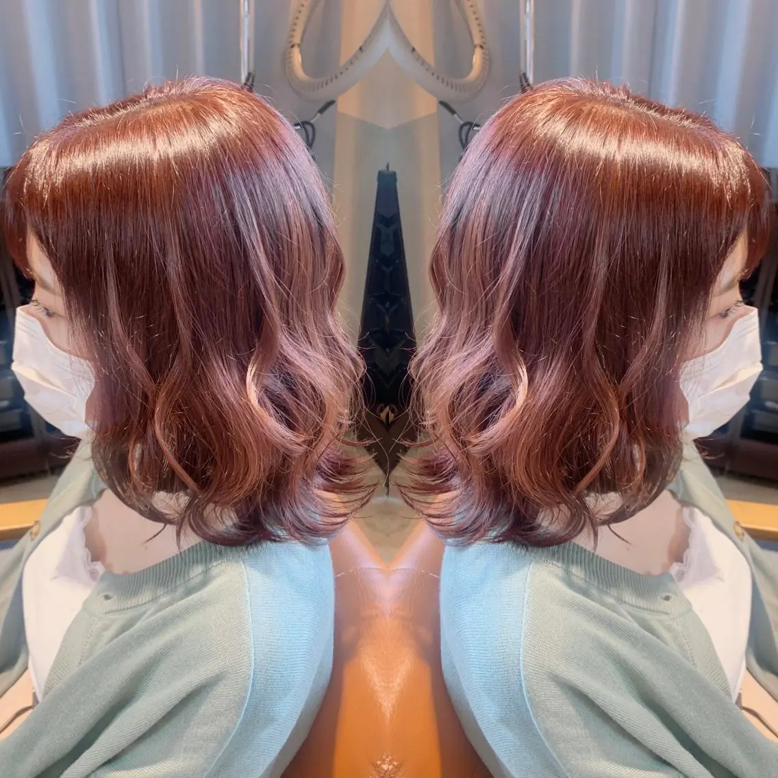 ミディアム カラー ブラウンカラー オレンジ オレンジブラウン 韓国🇰🇷 ✂︎hair 内田愛のヘアスタイル