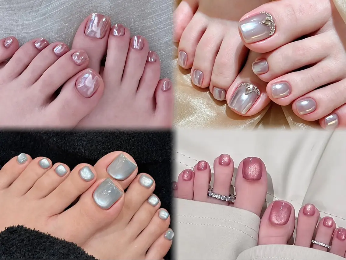 ネイル フットネイル フレンチネイル グラデーション 氷ネイル・うるうるネイル 韓国ネイル Lynn_ Nailのネイルデザイン