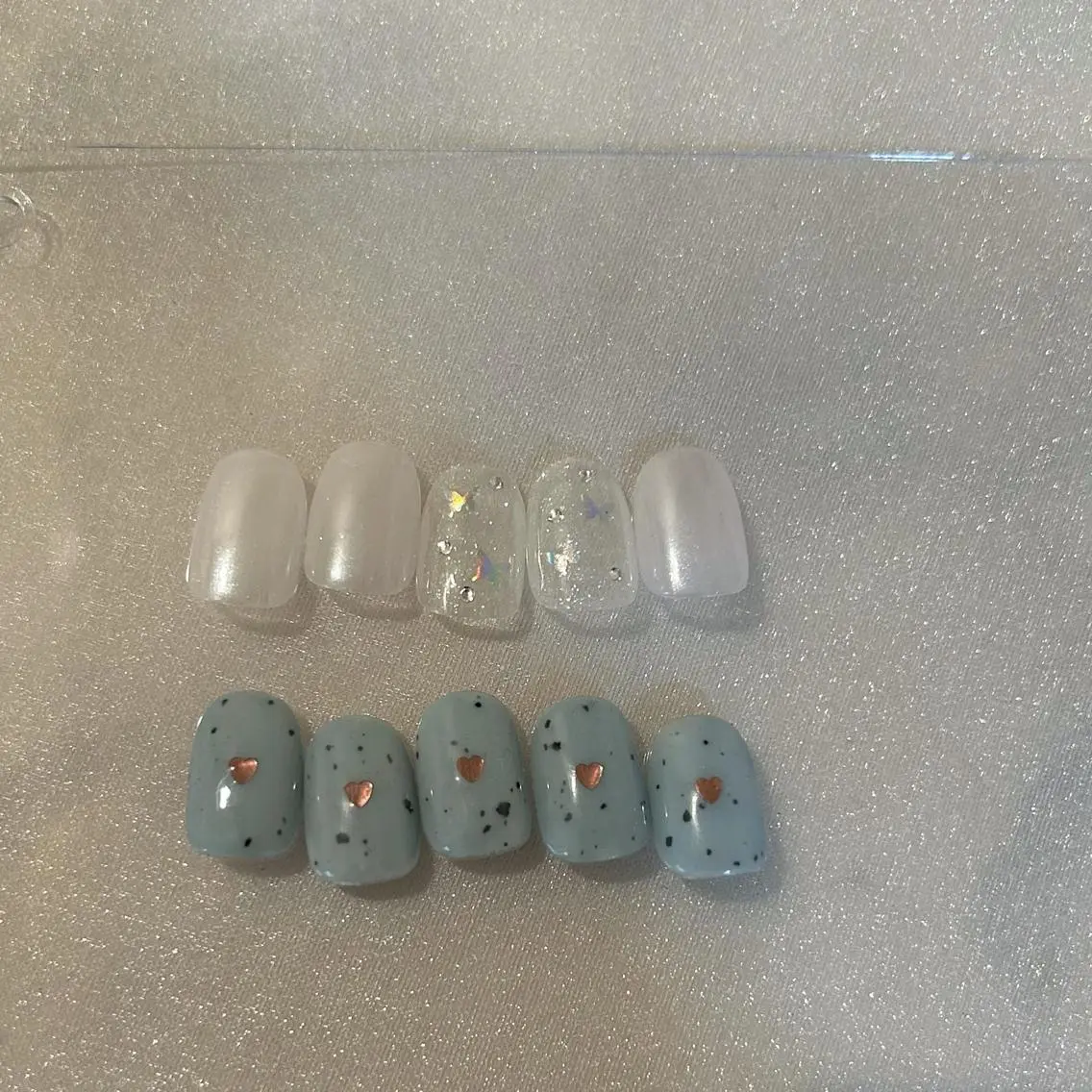 ネイル オーロラネイル フレンチネイル ガーリー ハート 氷ネイル・うるうるネイル ハンドネイル ハンドケア lylynail YUUKAのネイルデザイン