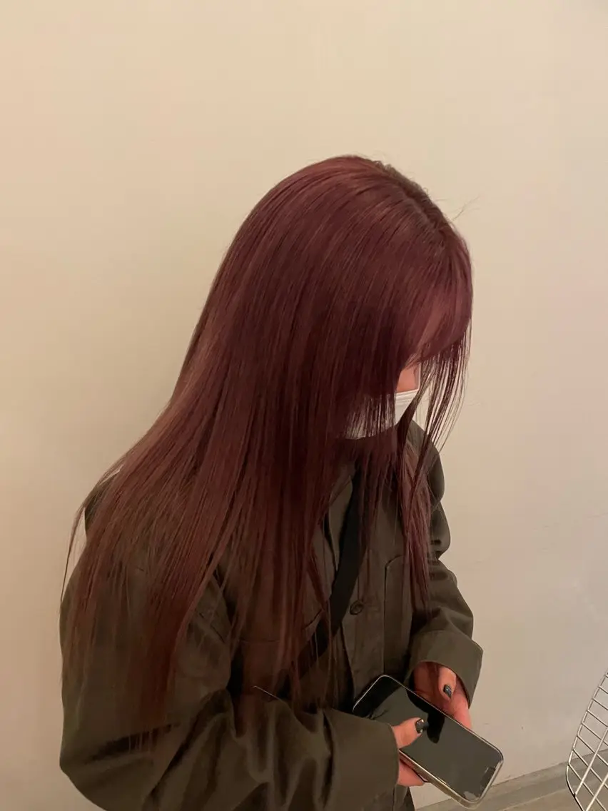 ロング カラー ブラウンカラー ピンクカラー ピンクブラウン HITOMI 福岡パーマのヘアスタイル