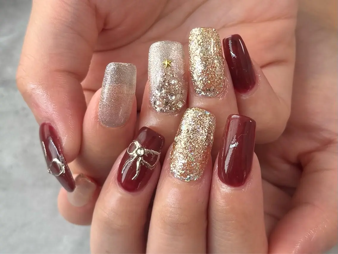 ネイル 長さ出し 冬ネイル クリスマス N.plus NaiLのネイルデザイン