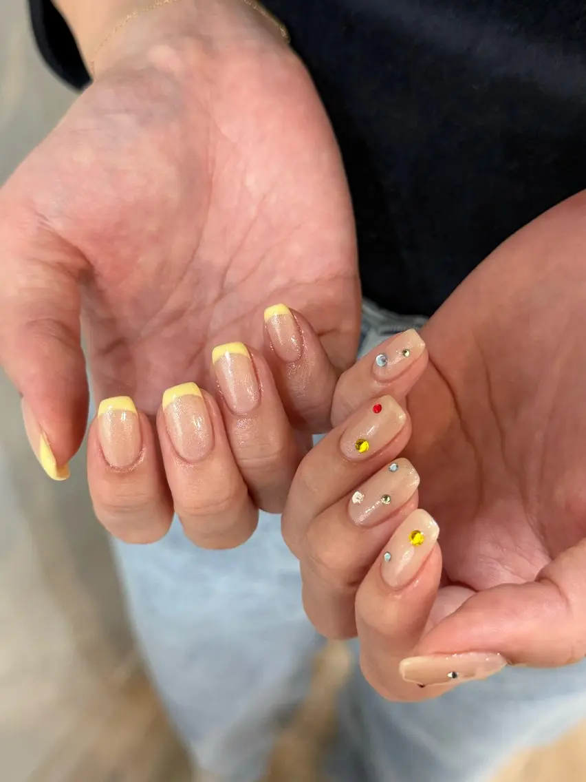 ネイル フレンチネイル 春ネイル 黄色 ハンドネイル JurerEye☆ Marikoのネイルデザイン