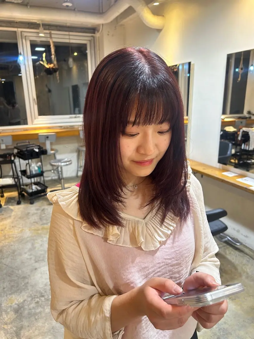 セミロング カラー カット ヘアカラー トリートメント ナチュラル大人っぽい スタイル MAORIのヘアスタイル