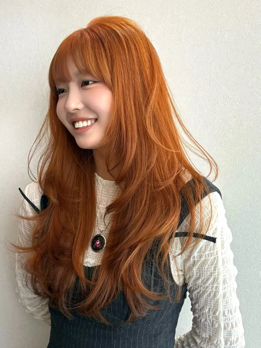 ロング レイヤーカット カット ヘアカラー トリートメント Hina/なりたいが 叶う韓国ヘア❤️のヘアスタイル