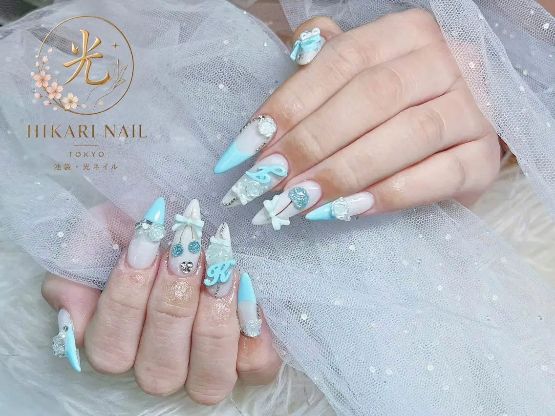 ネイル チークネイル 長さ出し フレンチネイル ガーリー ハロウィン ハンドネイル HikariNail Ikebukuroのネイルデザイン