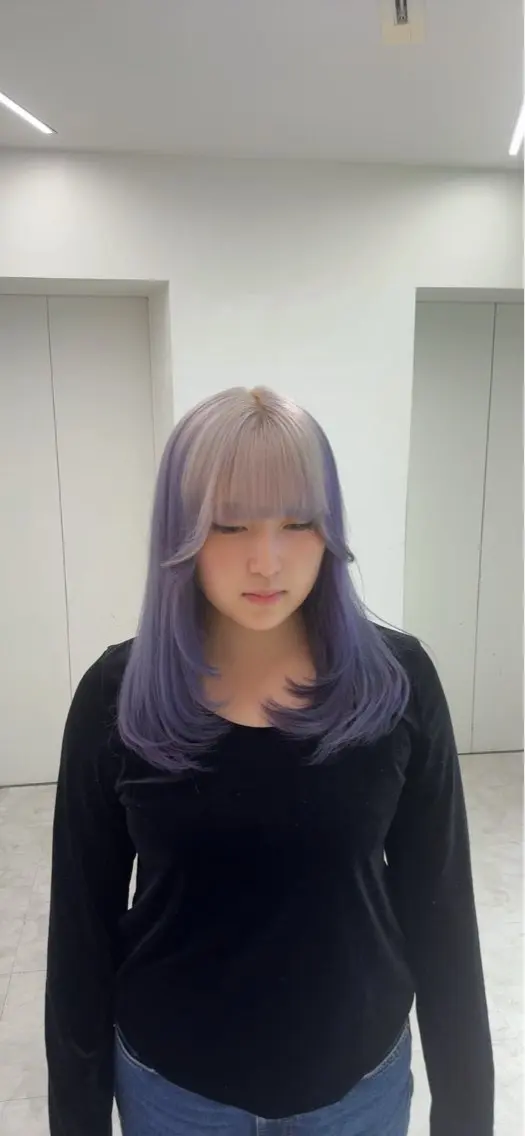 ロング カラー ヘアアレンジ ウルフカット×ハイ トーン職人🤍ゆうひのヘアスタイル