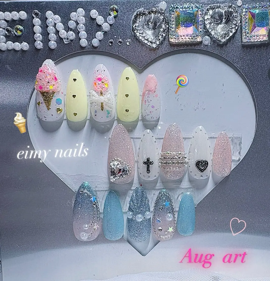 ネイル アートネイル フラッシュネイル ハート ラメ(グリッター) マグネットネイル ハンドネイル eimy nails♡のネイルデザイン