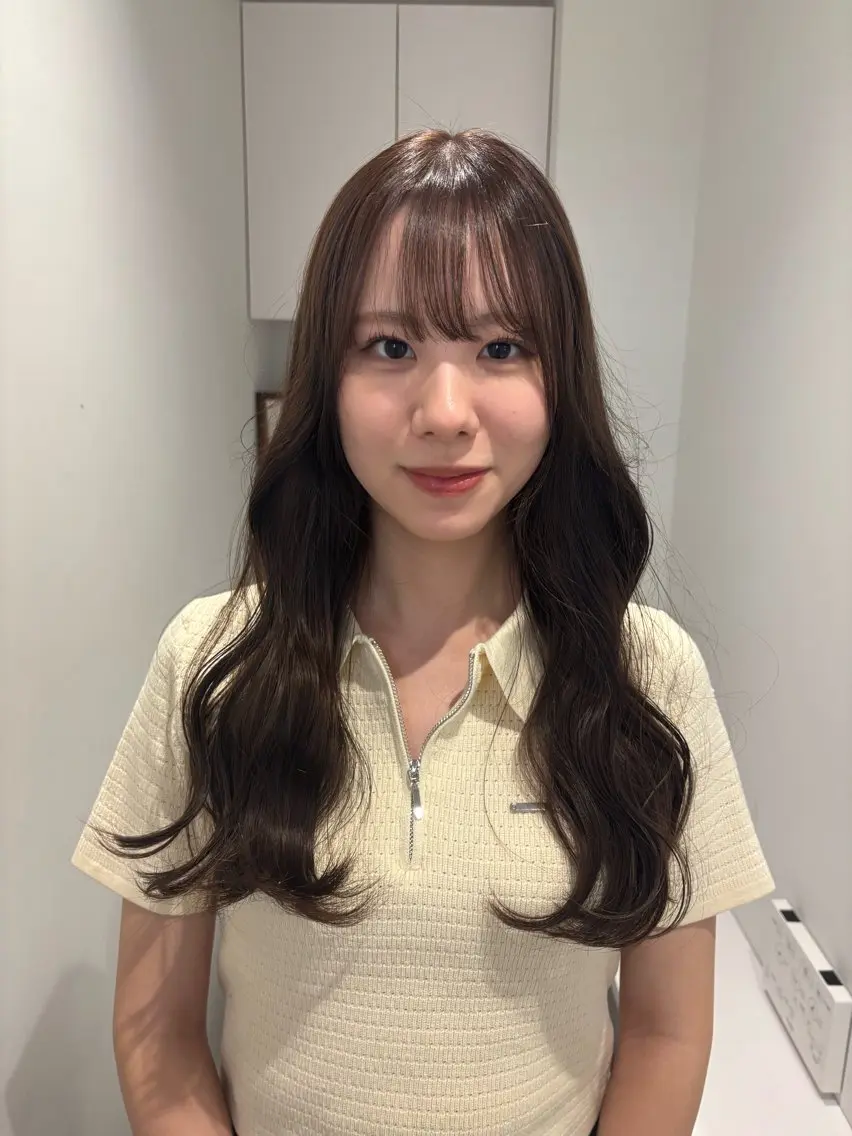 ロング ヘアカラー トリートメント まろやかベージュ🤎 艶カラー🔔リンのヘアスタイル