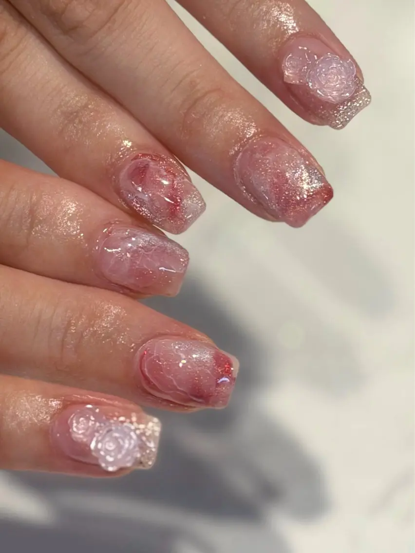 ネイル アートネイル 春ネイル yume 🎀大人ガーリー🎀のネイルデザイン