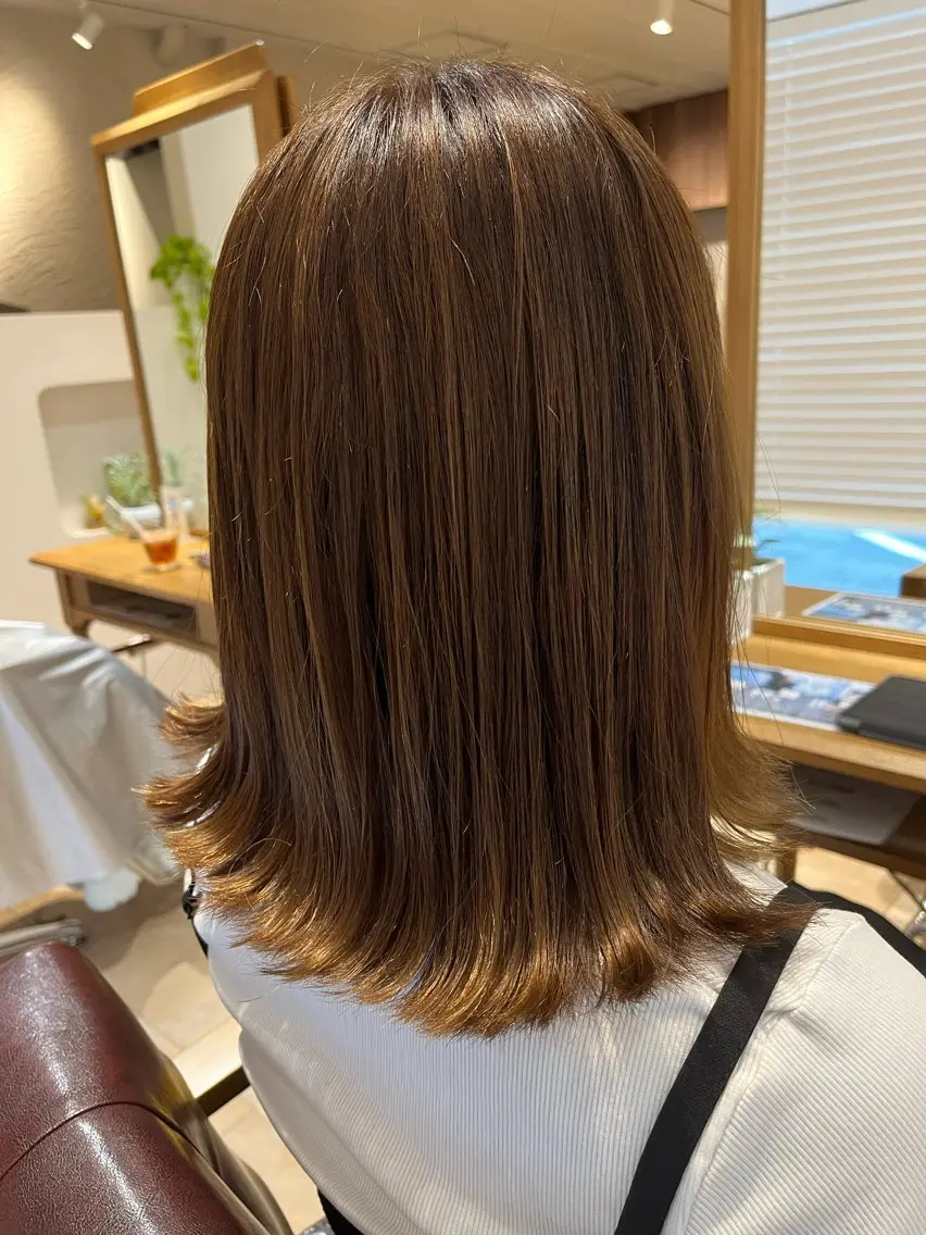 ミディアム カラー ベージュカラー ブリーチ ミルクティーベージュ ブリーチなしカラー カット ヘアカラー トリートメント 🌈透明感カラー🌈 🌟吉田祐介🌟のヘアスタイル