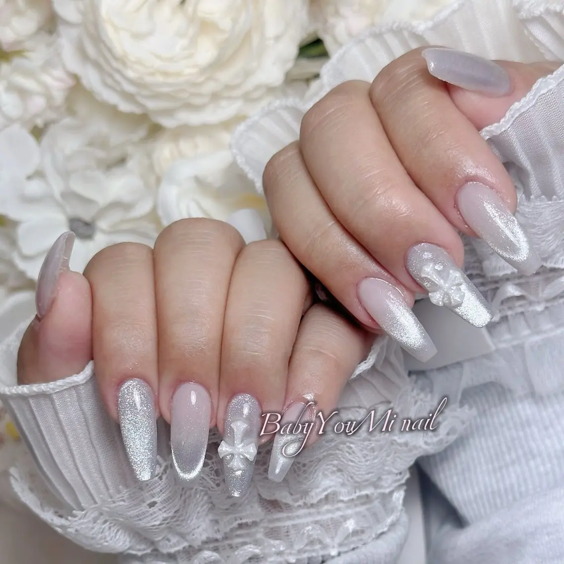 ネイル オーロラネイル チークネイル 成人式 フットネイル フレンチネイル ハンドネイル BabyYouMi nailのネイルデザイン