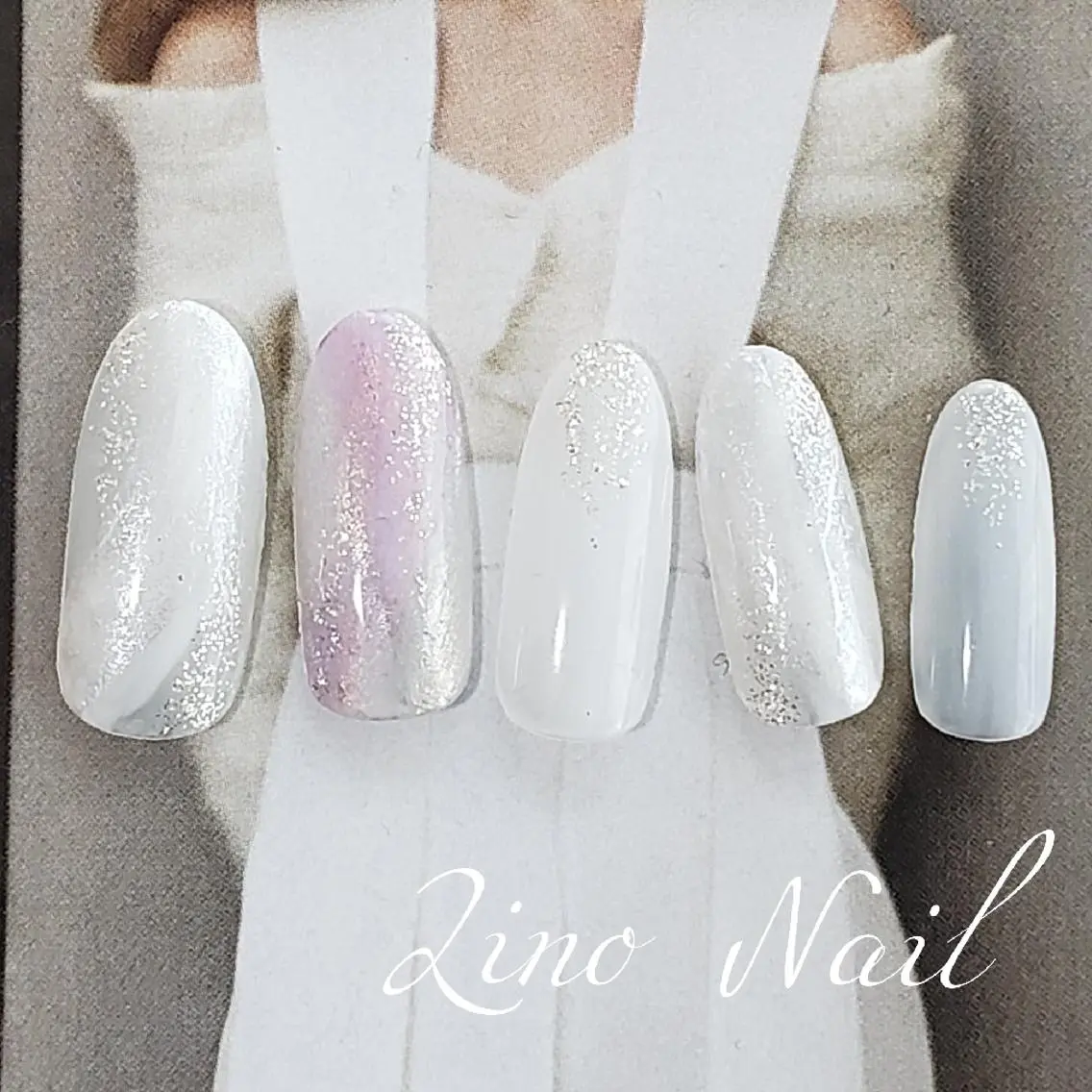 ネイル カジュアル ジェルネイル グリーン キラキラネイル ラメ(グリッター) ハンドネイル Lino Nailのネイルデザイン
