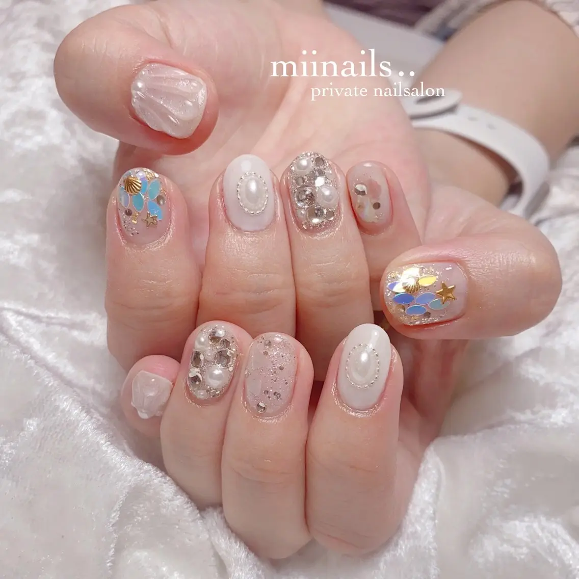 ネイル フレンチネイル 韓国ネイル ワンホンネイル ハンドネイル nailsalon miinailsのネイルデザイン