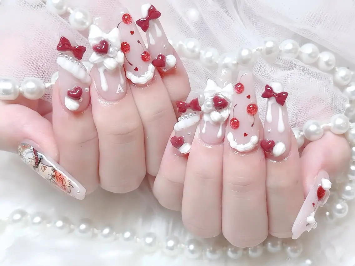 ネイル ブルー ジェルネイル ガーリー グラデーション グリーン ハンドネイル Rin Nail 新大久保店のネイルデザイン