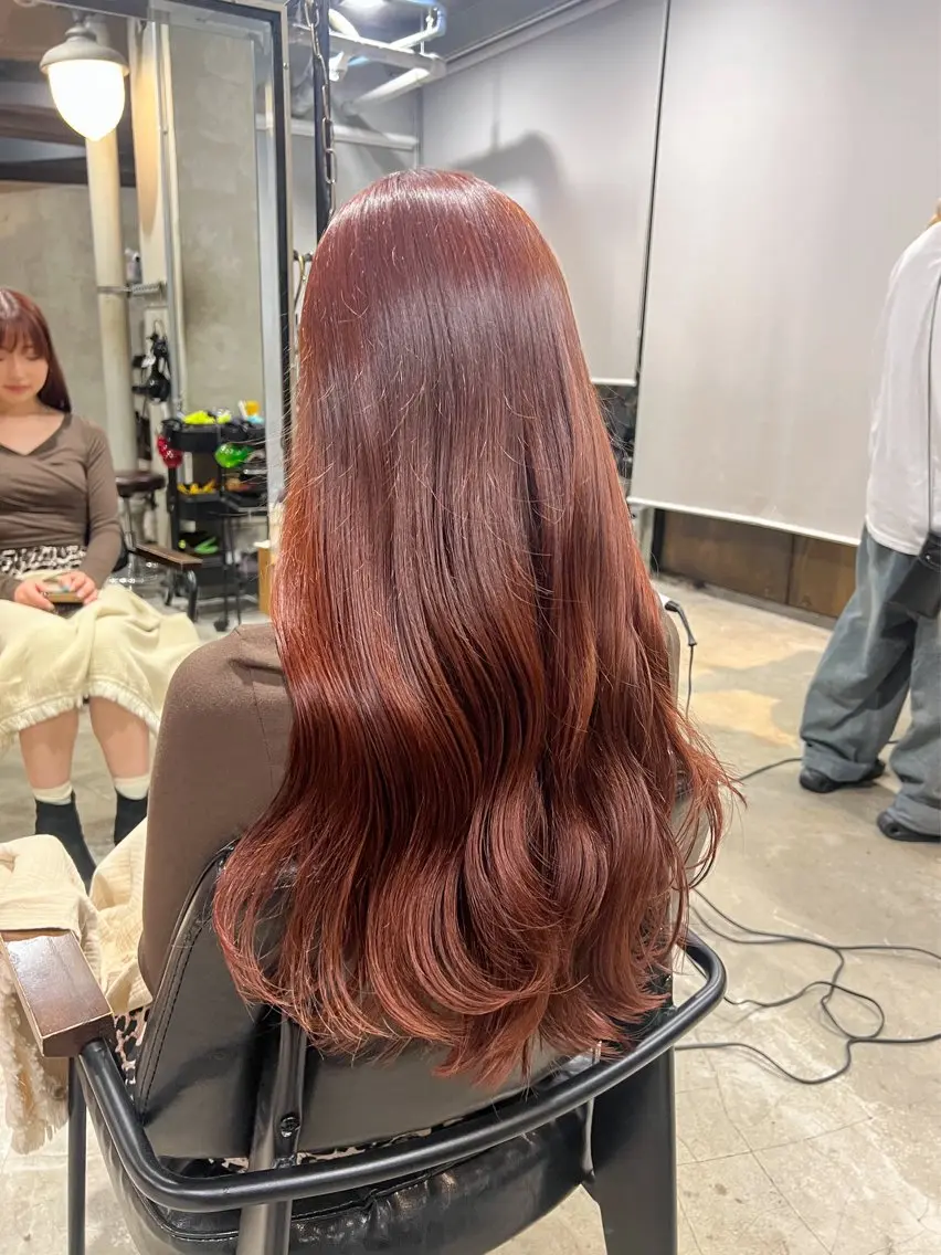 ロング カラー ヘアアレンジ ブラウンカラー 透明感カラー オレンジ レッドカラー レッドブラウン カット ヘアカラー トリートメント レイヤー/艶髪矯正 🪐takushiのヘアスタイル