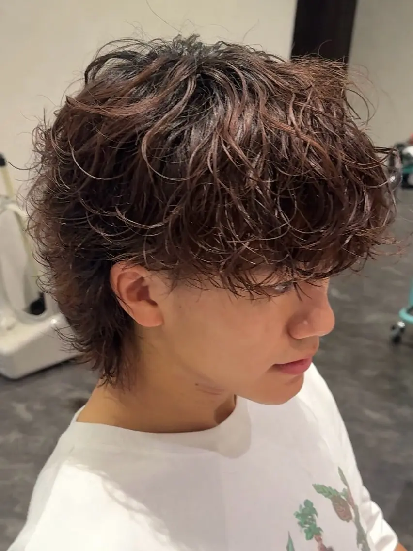 パーマ メンズ メンズパーマ メンズウルフカット ウルフカット カット パーマ 心斎橋メンズパーマ 颯太【Arca】のヘアスタイル