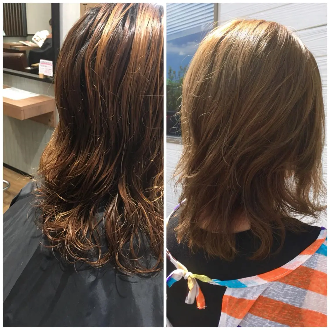 セミロング カラー アッシュ ベージュカラー レイヤーカット ビヨウシツトリコ よねたにみなのヘアスタイル