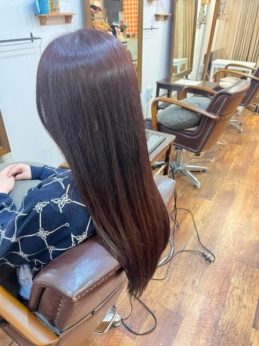 ロング カラー ヘアアレンジ ピンクカラー 中津川 愛恵のヘアスタイル