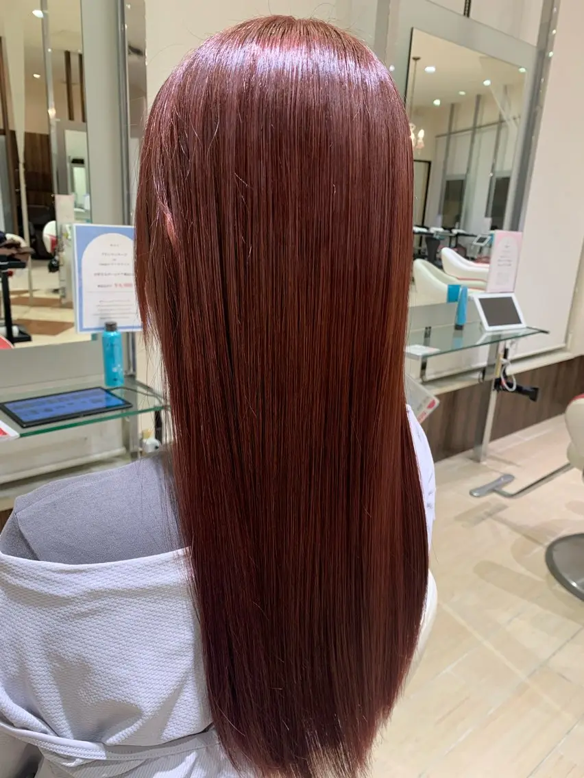ロング カラー ピンクカラー ヘアカラー トリートメント Earth 水沢店 平栗 優佳のヘアスタイル