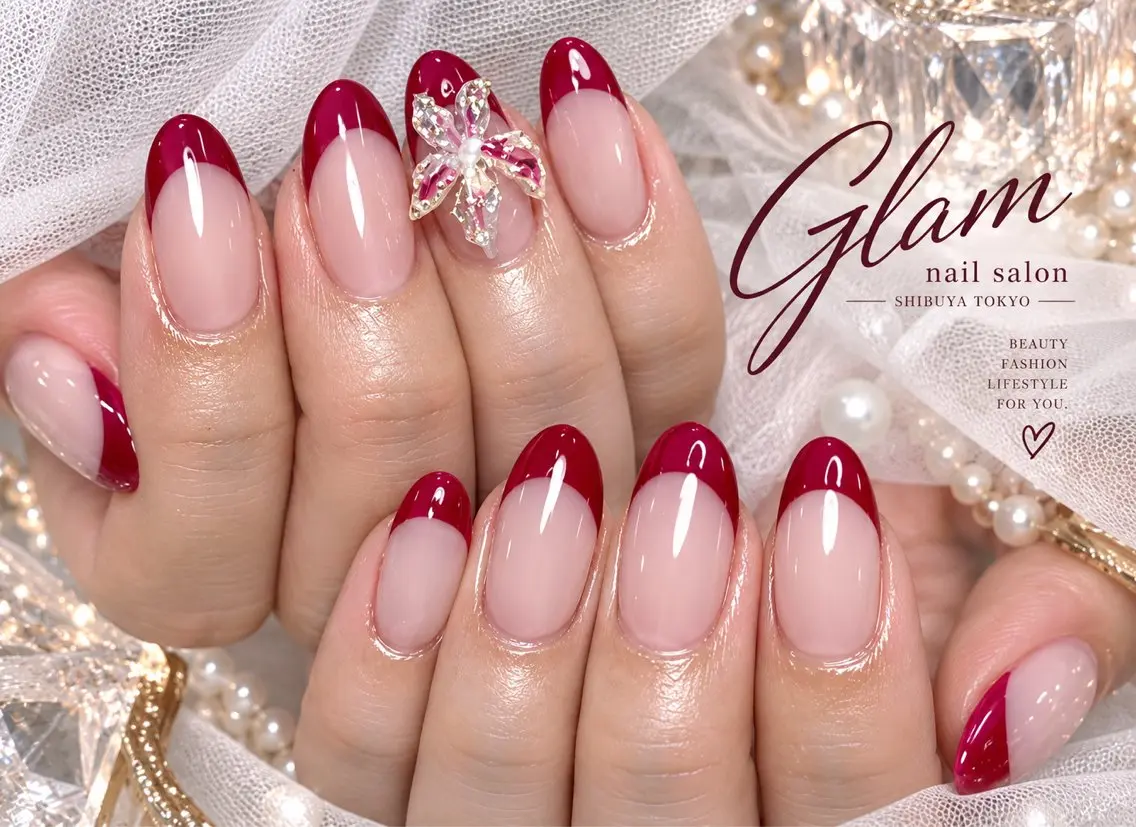 ネイル ハンドネイル エツメ💅 長さ出し🎀デザインのネイルデザイン