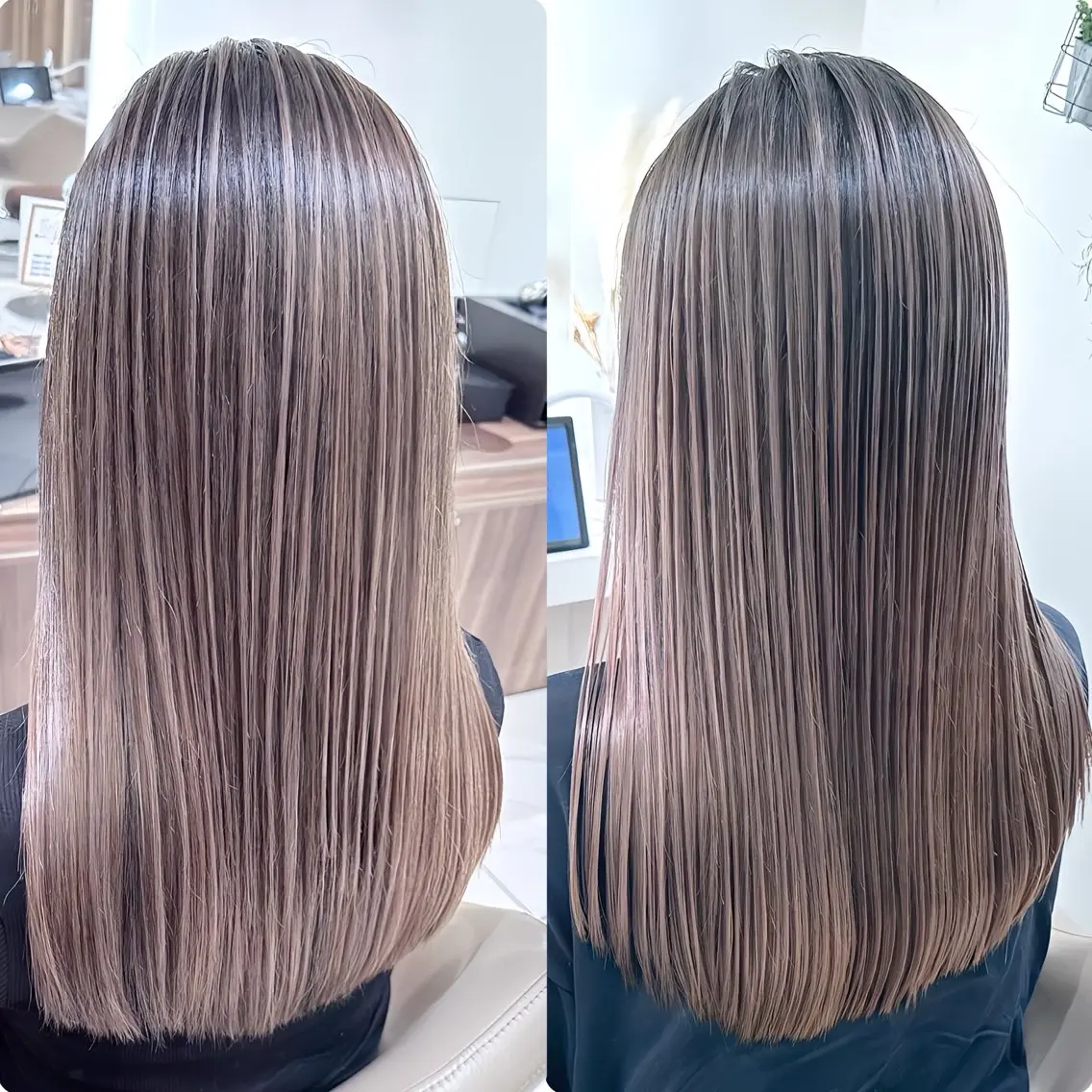 セミロング カラー バレイヤージュ 髪質改善 レイヤーカット カット ヘアカラー トリートメント 山崎俊輔/髪質改善 /バレイヤージュのヘアスタイル