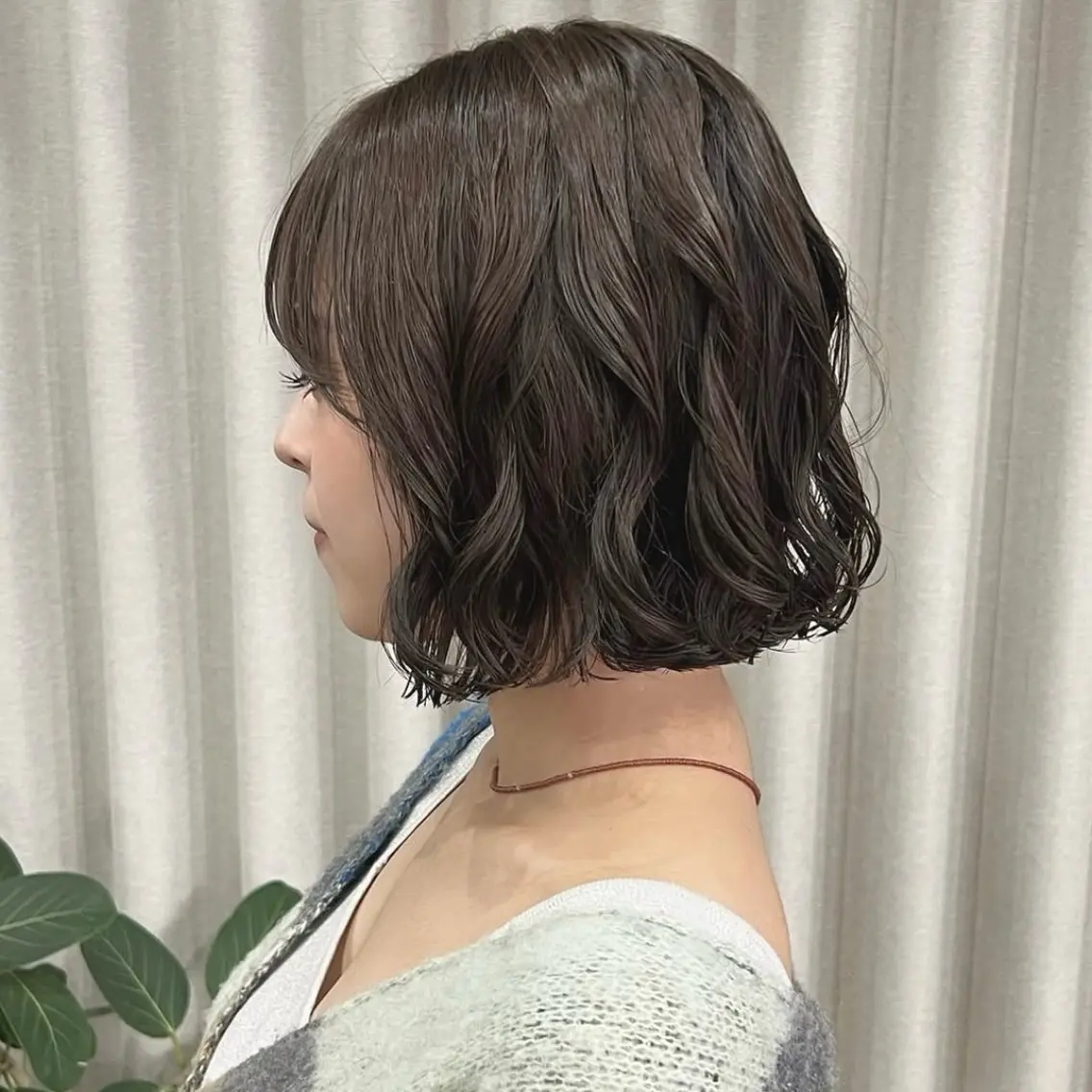 ミディアム カラー パーマ カット ヘアカラー パーマ akane/オリーブ /ベージュのヘアスタイル