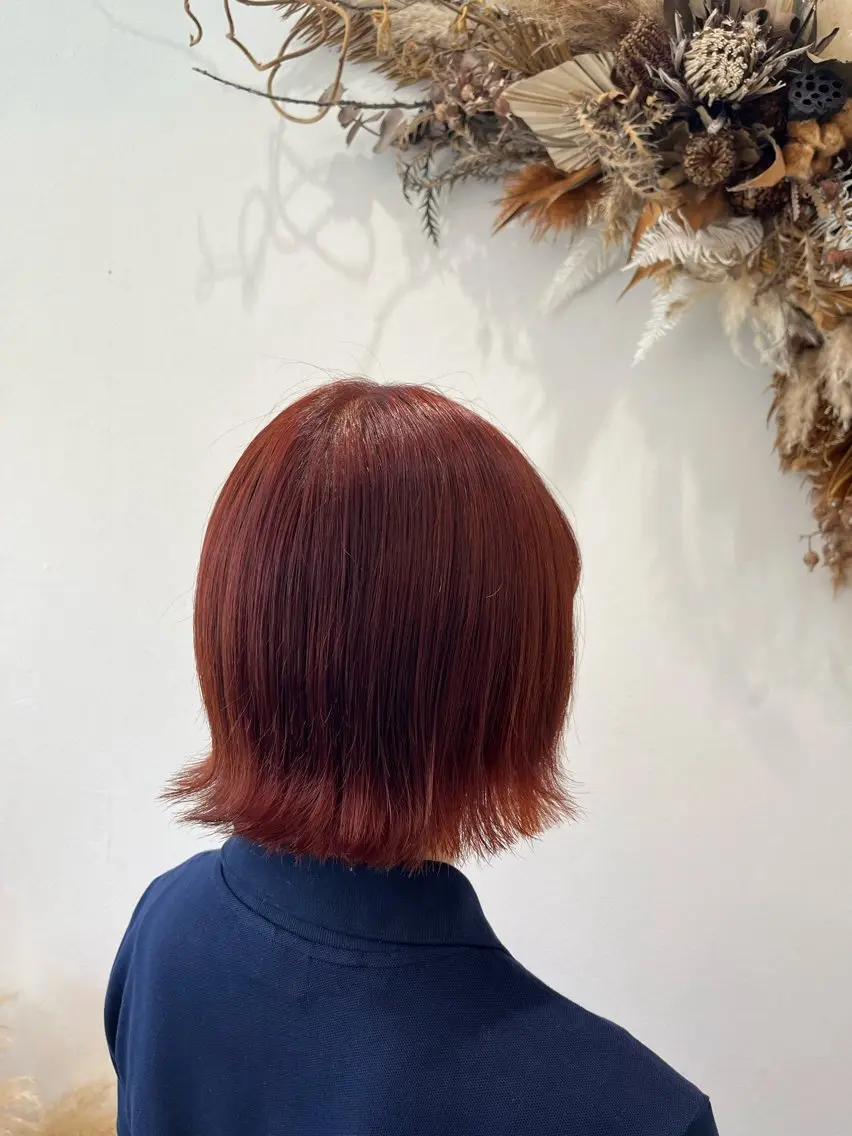 ショート カラー オレンジ bisou hair Kayanoのヘアスタイル