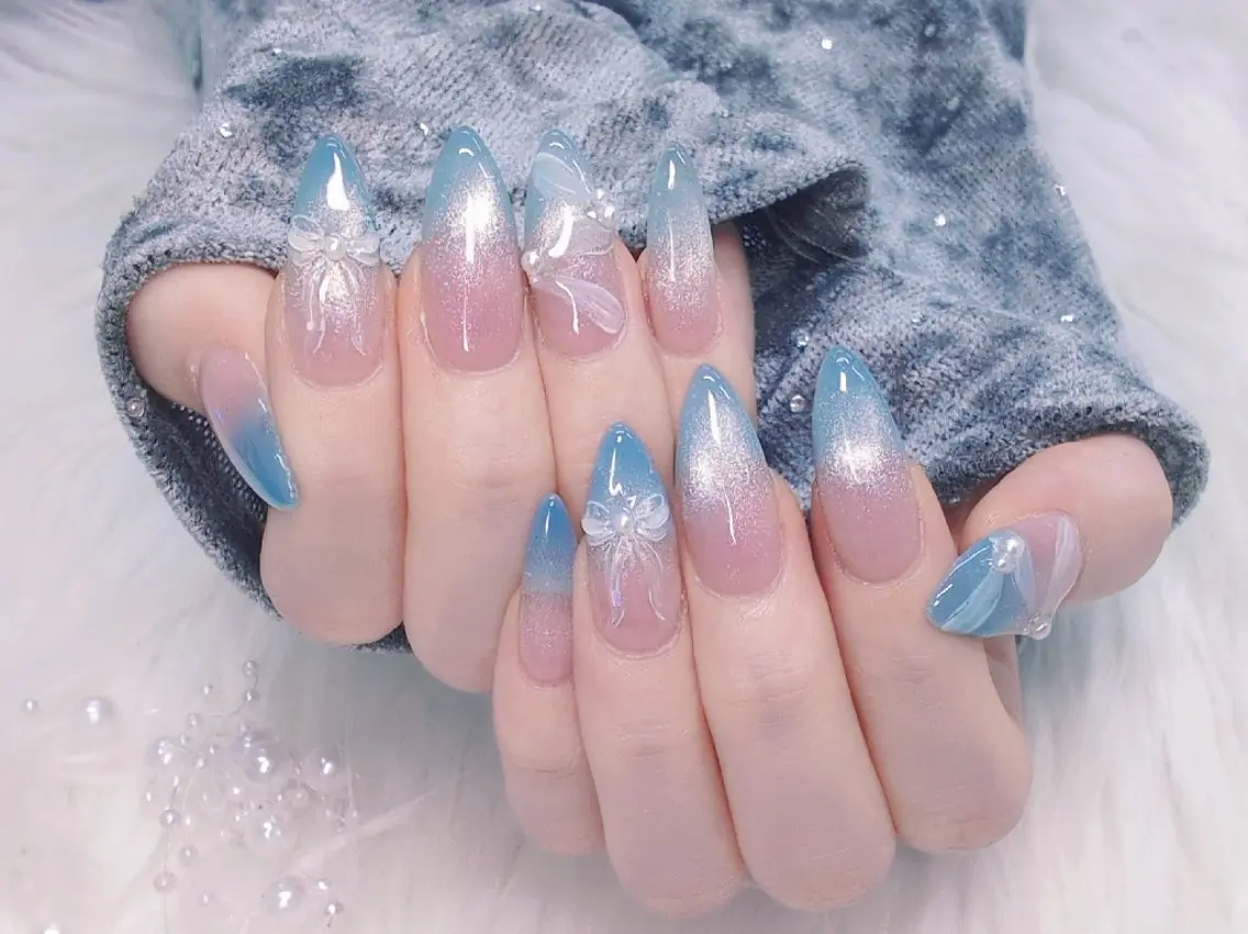 ネイル チークネイル 長さ出し フラッシュネイル フレンチネイル ジェルネイル Chouette Nailのネイルデザイン