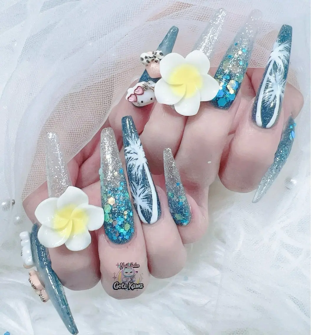 ネイル アートネイル キラキラネイル スカルプネイル Gote Kawa nail salonのネイルデザイン