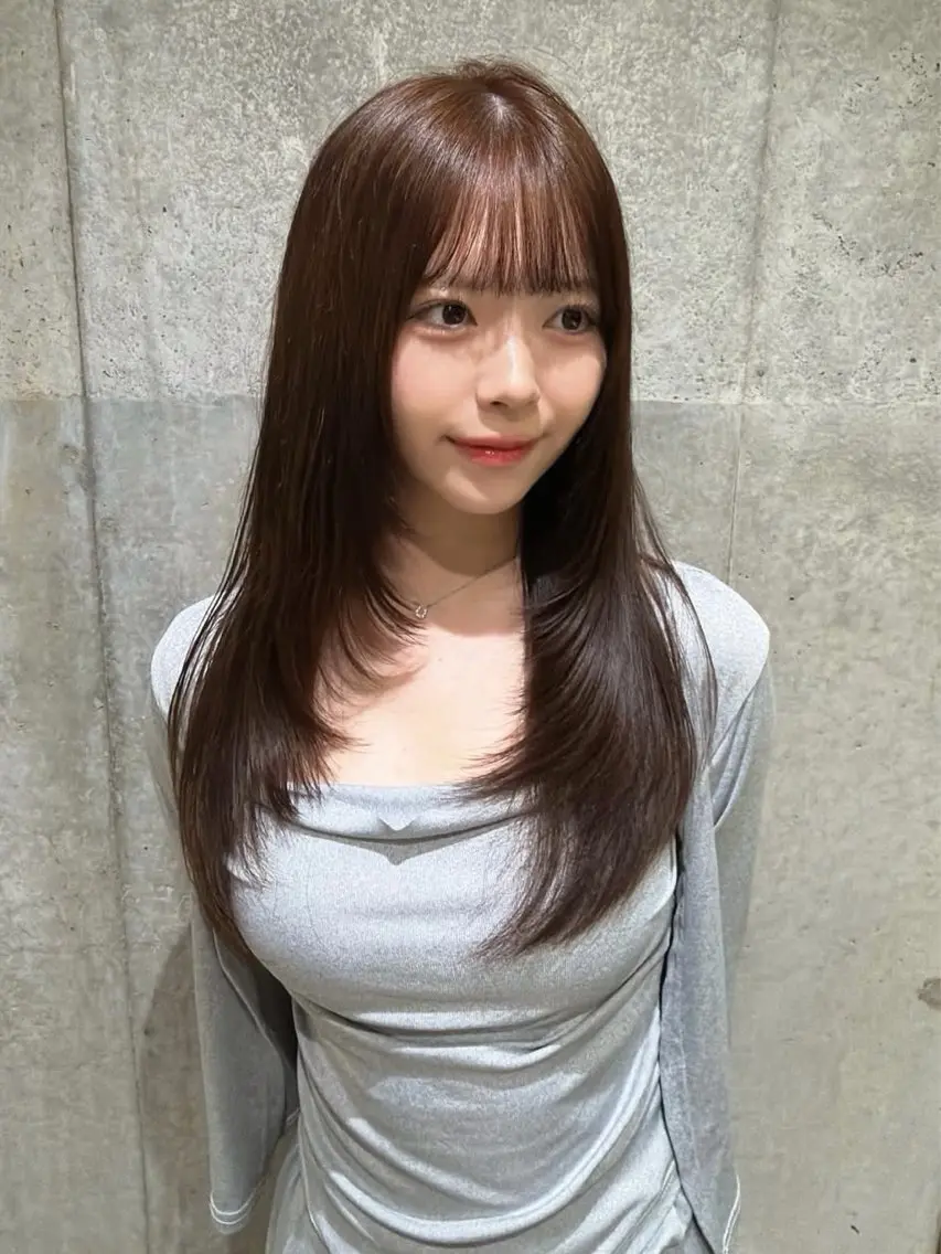 ロング カット ヘアカラー トリートメント モテ韓国へア/レイヤ ー🩵新川栄一朗のヘアスタイル