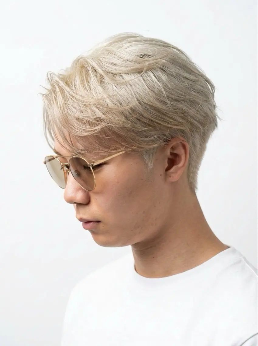 カラー メンズ メンズブリーチ メンズハイトーン ブリーチ ブロンド 透明感カラー カット ヘアカラー 心斎橋メンズサロン リベルテグリットのヘアスタイル