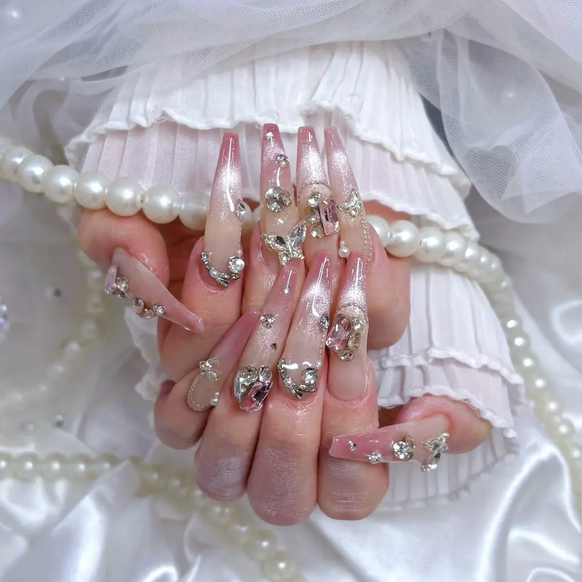 ネイル 長さ出し フラッシュネイル キラキラネイル 韓国ネイル マグネットネイル kana nailのネイルデザイン