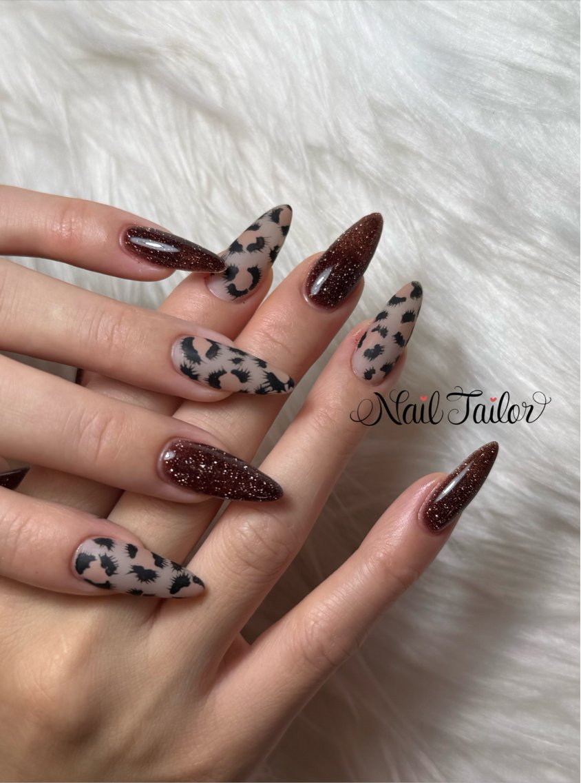 ネイル アニマル柄 長さ出し 持ち込み ハンドネイル NailTailor ネイルテイラーのネイルデザイン