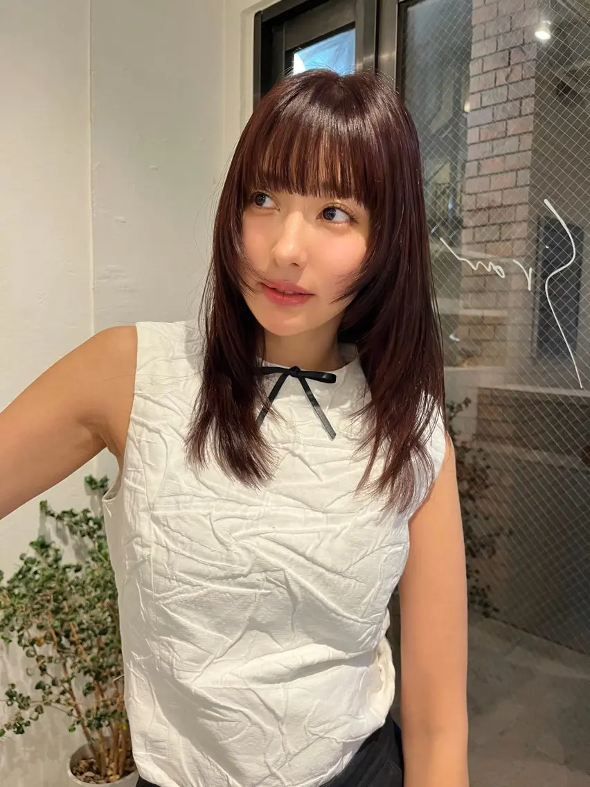 ミディアム カット ヘアカラー トリートメント HARUKA/ 透明感カラーのヘアスタイル