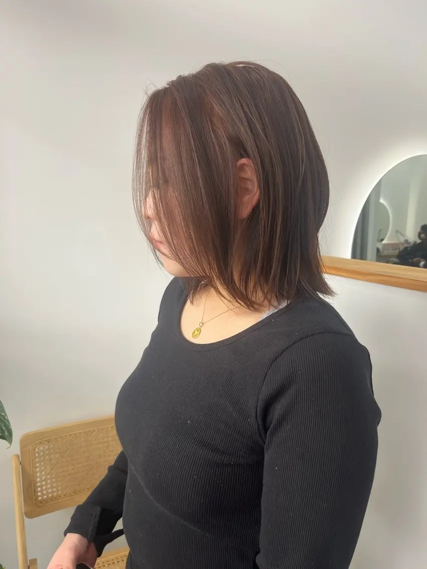 ミディアム カラー ヘアカラー トリートメント ベージュ⟡˖レイヤー ˖ ࣪⊹あずきのヘアスタイル
