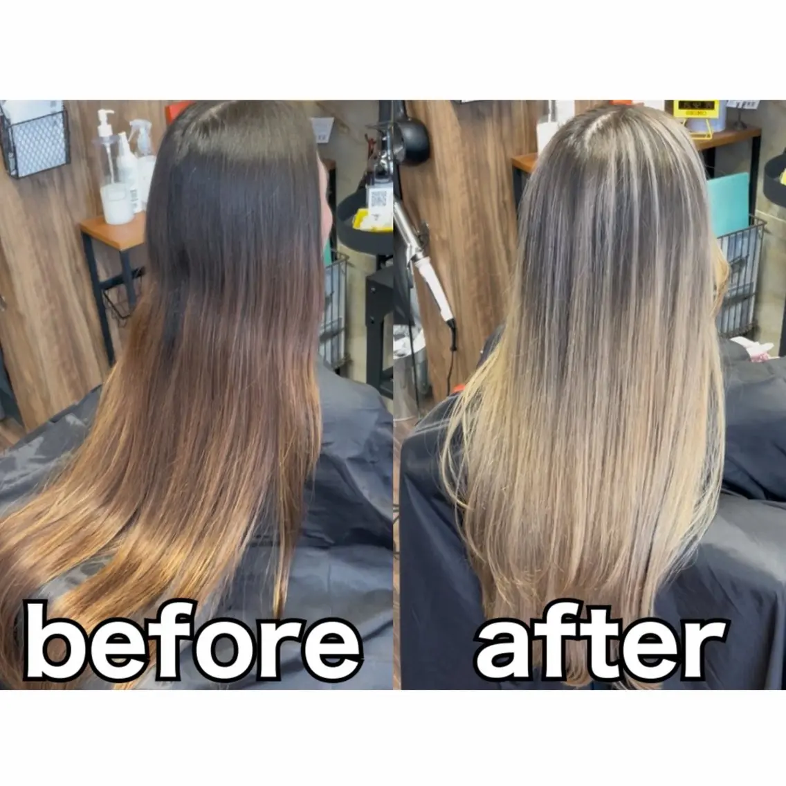 ロング カラー バレイヤージュ レイヤーカット カット ヘアカラー トリートメント Lull1人美容室 イージーパーマのヘアスタイル