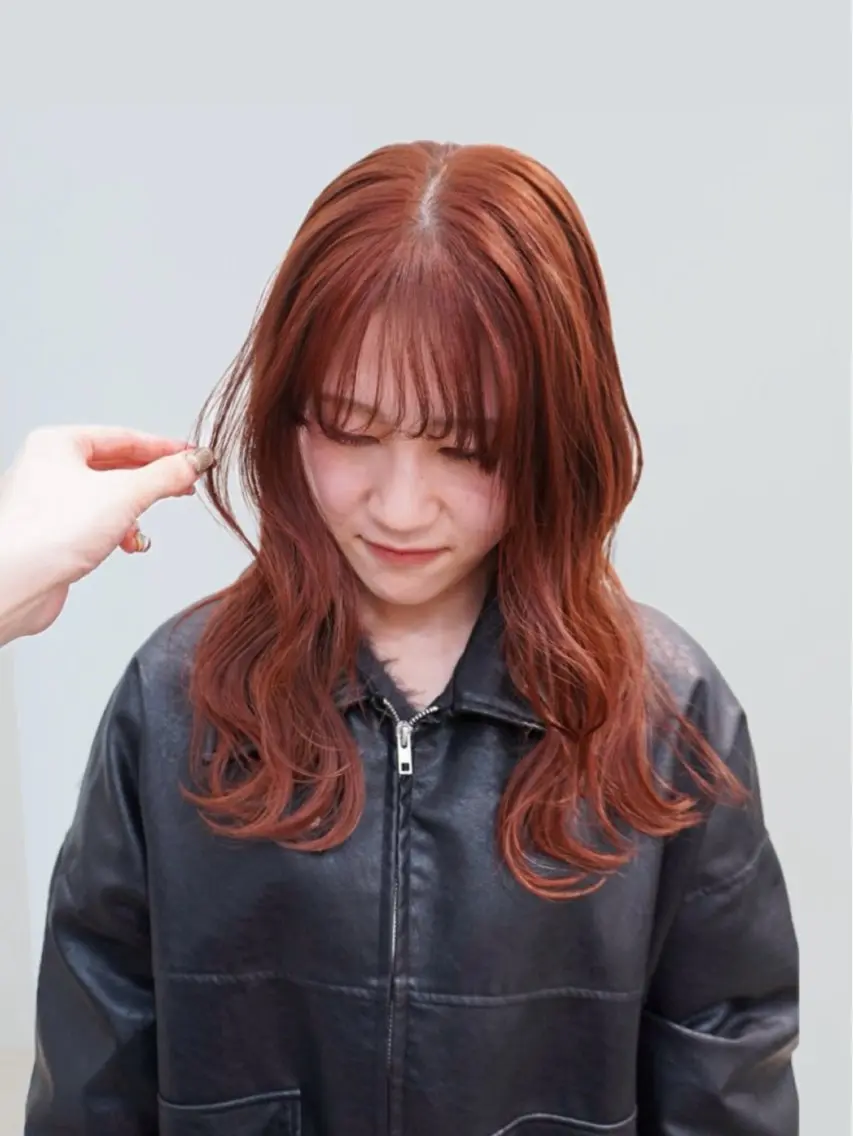 セミロング カラー ブラウンカラー オレンジ オレンジブラウン 名古屋カラーモデル/ 暖色カラー/リカのヘアスタイル