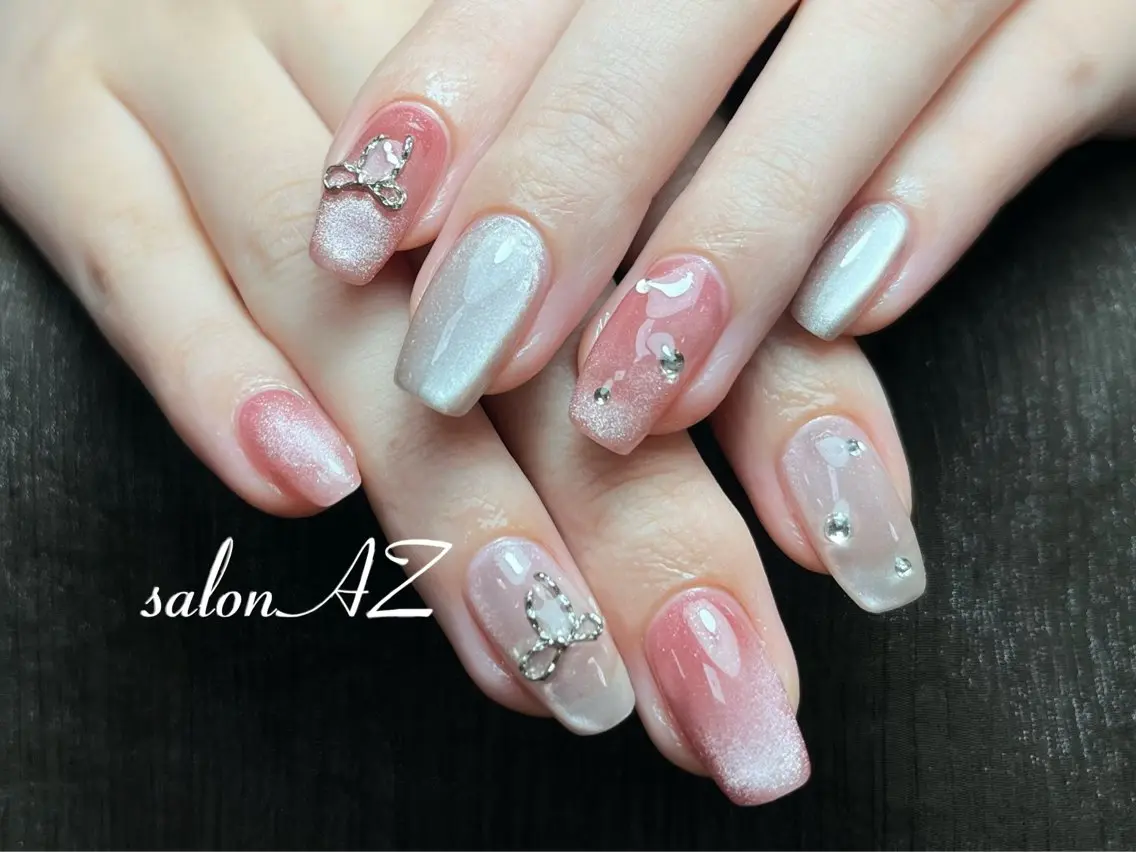 ネイル 長さ出し フットネイル フレンチネイル マグネットネイル ニュアンスネイル ハンドネイル salon AZのネイルデザイン