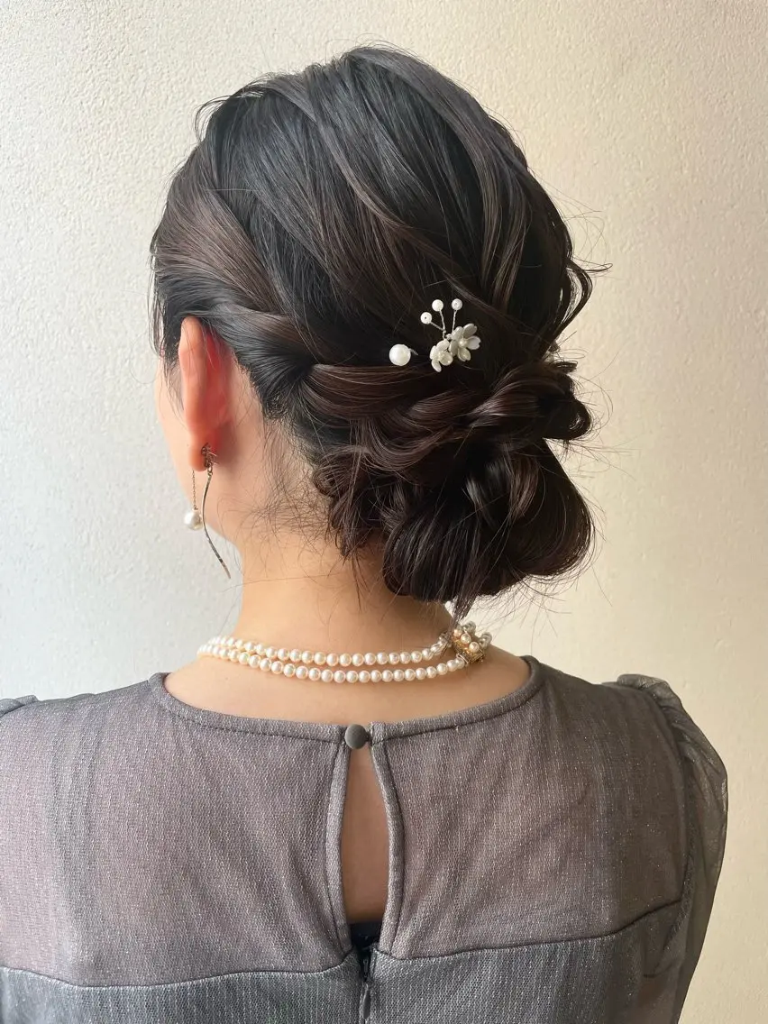 セミロング ヘアアレンジ 結婚式・ブライダル ヘアセット 沢田 瞳のヘアスタイル