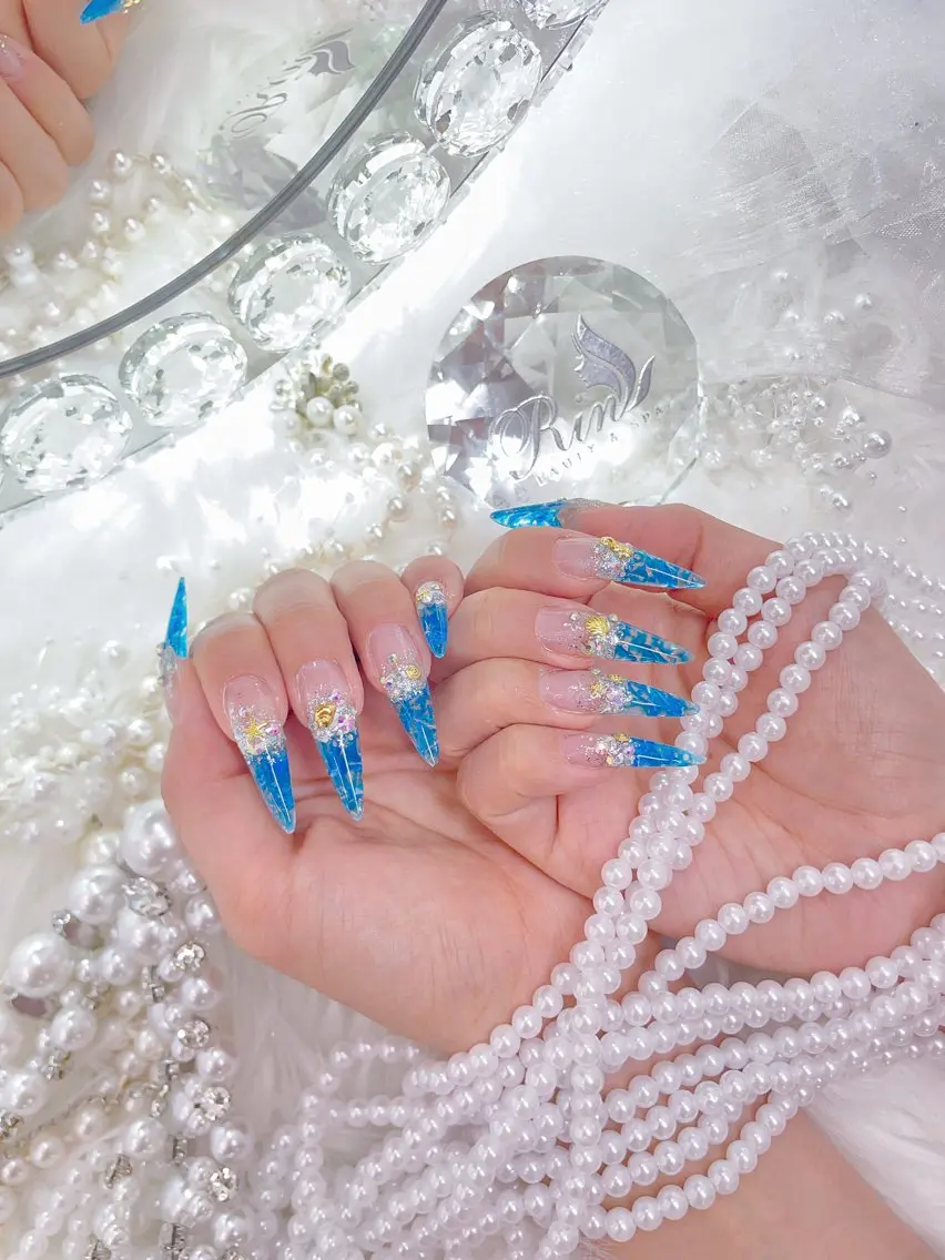 ネイル クリアネイル ドット フットネイル ジェルネイル グリーン ハンドネイル Rin Nail 新大久保店のネイルデザイン