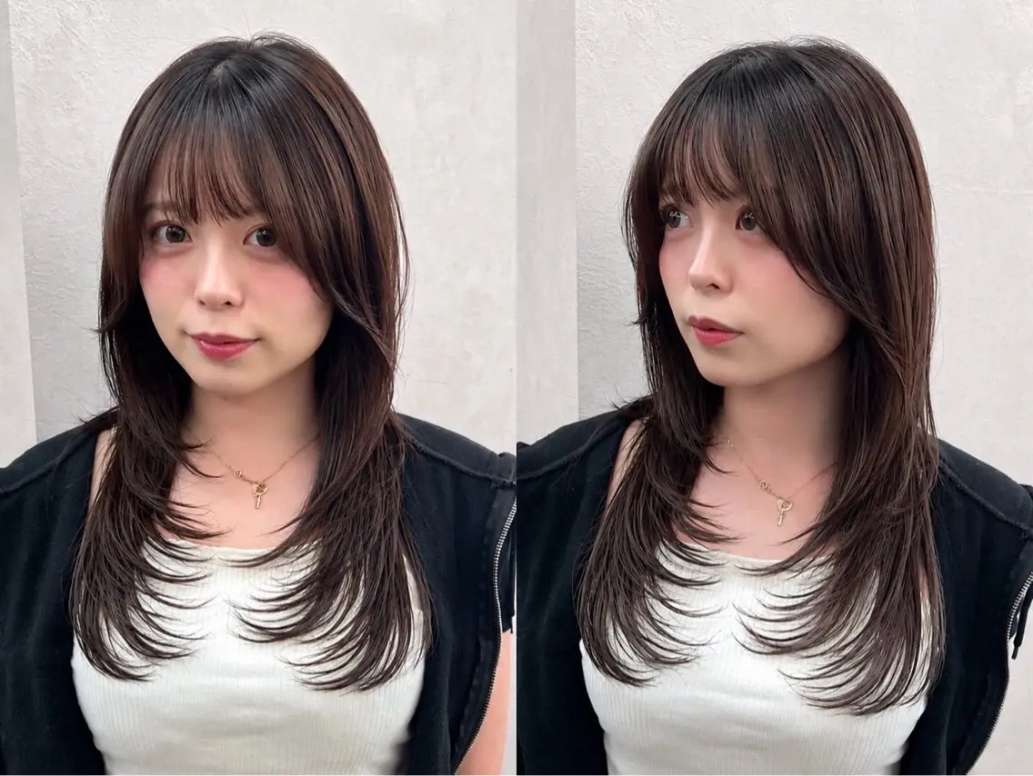 セミロング カラー ハッシュカット レイヤーカット カット ヘアカラー トリートメント ヘアセット 🌟小顔カット🌟 レイヤーカットボブのヘアスタイル