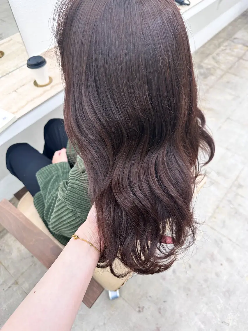 ミディアム カラー ブラウンカラー ピンクカラー ピンクブラウン ヘアカラー トリートメント 🌼透明感艶カラー オリーブ🌼河村咲のヘアスタイル