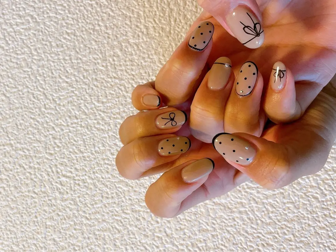 ネイル ドット ジェルネイル 韓国ネイル メンズネイル パラジェル kiki nail たまプラーザのネイルデザイン