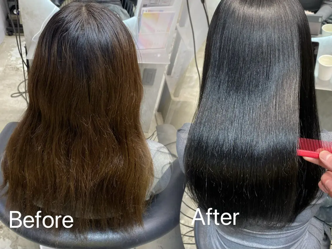 セミロング カラー 縮毛矯正 カット ヘアカラー 縮毛矯正 トリートメント レイヤー×髪質改善✨ 渋谷/佐藤侑哉のヘアスタイル
