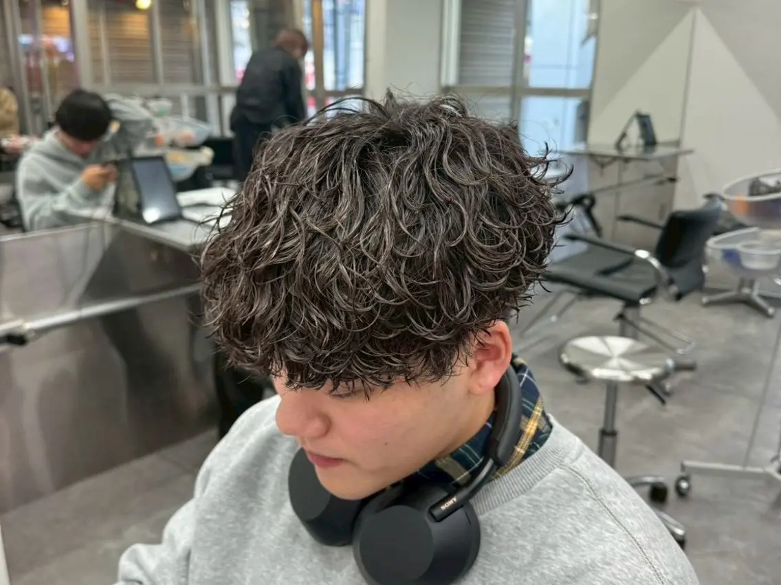 パーマ メンズ カット パーマ 深野 ちさとのヘアスタイル