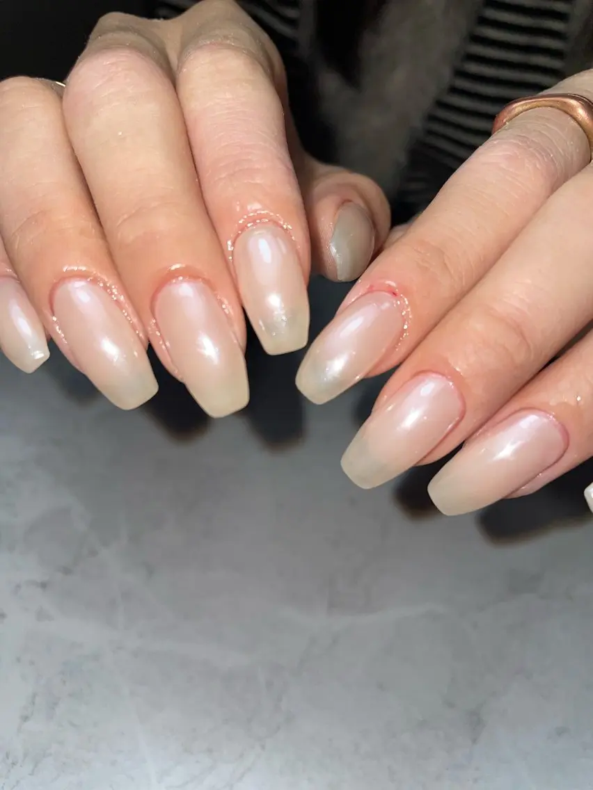 ネイル オーロラネイル ミラーネイル オフィスネイル シンプルネイル 春ネイル ハンドネイル miinail miyuuのネイルデザイン