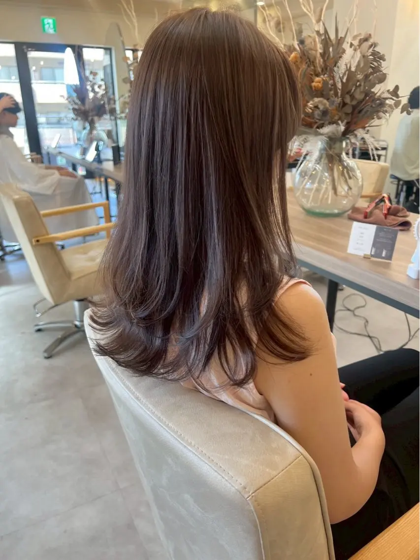 ロング カラー ブラウンカラー 透明感カラー レイヤー✂︎ぷつボブ 艶カラー🤍noaのヘアスタイル