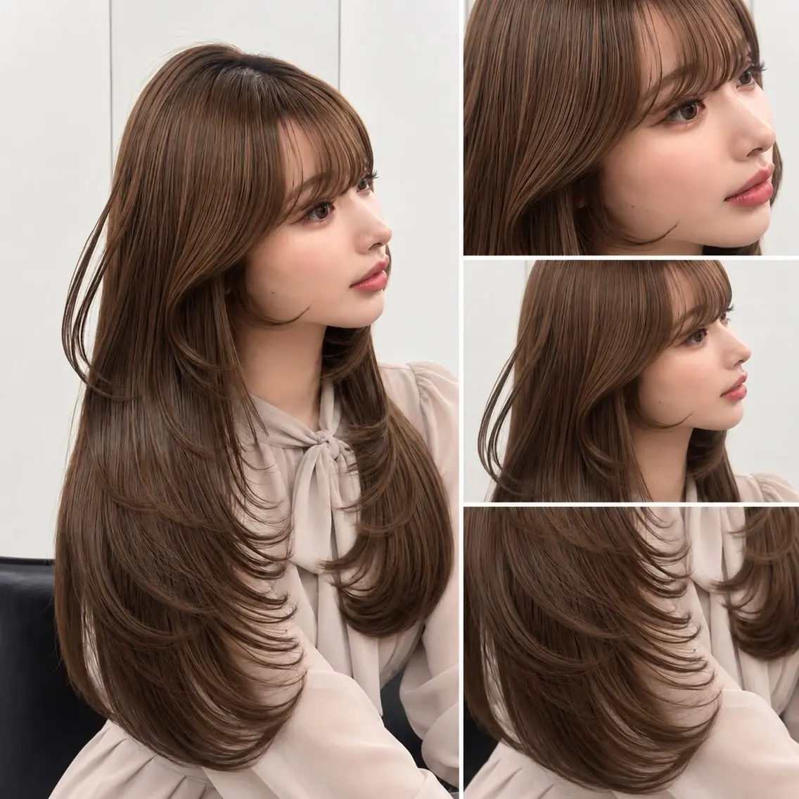 ロング カラー カット ヘアカラー トリートメント 🦋韓国風レイヤー/ 艶髪矯正🦋凛太郎のヘアスタイル