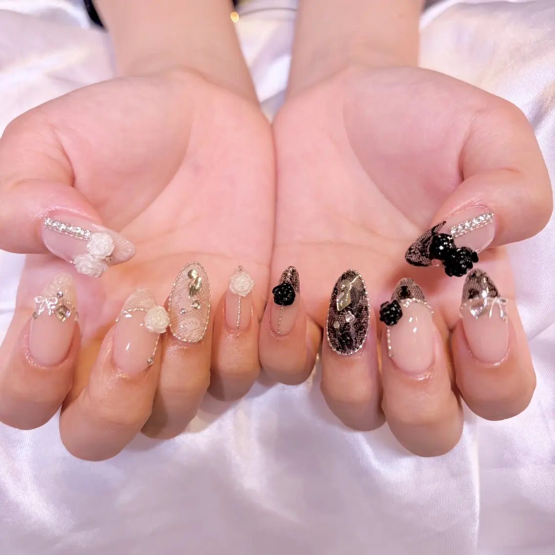 ネイル レース ハンドネイル nail salon e'mu💐のネイルデザイン