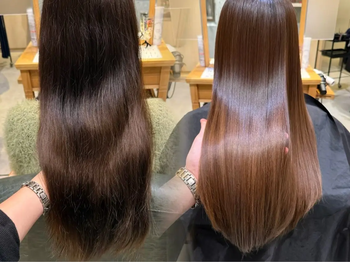 ロング カラー パーマ ベージュカラー ブリーチ ケアブリーチ ダブルカラー イヤリングカラー ヘアカラー トリートメント 艶髪カラー🫧 髪質改善💧レアのヘアスタイル